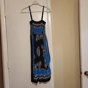Elegant Blue and Black Women's Dress